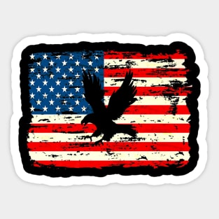 4th July With American Flag And Bald Eagle Sticker